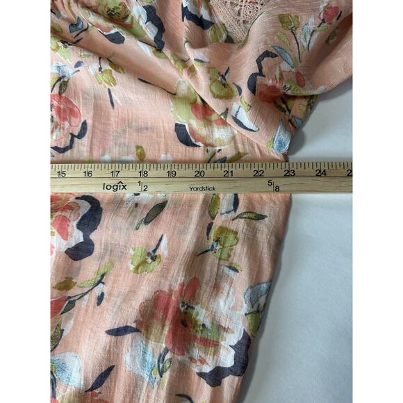 Hope & Harlow Women’s Size XL Peach Floral Top Gathered Neck Elastic Waist - Picture 12 of 13